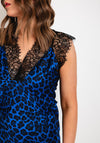 Kate & Pippa Lauren Animal Print Lace Cami Top, Blue
