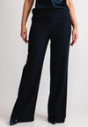 Kate & Pippa Palermo Wide Leg Trousers, Navy Pinstripe