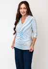 Kate & Pippa Rocco Striped V Neck Jersey Top, Light Blue