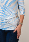 Kate & Pippa Rocco Striped V Neck Jersey Top, Light Blue
