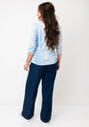 Kate & Pippa Rocco Striped V Neck Jersey Top, Light Blue