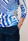 Kate & Pippa Rocco Striped V Neck Jersey Top, Royal Blue
