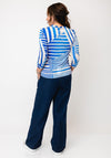 Kate & Pippa Rocco Striped V Neck Jersey Top, Royal Blue