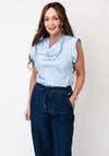 Kate & Pippa Suzy Polka Dot Cowl Neck Top, Baby Blue