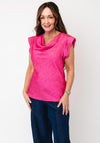 Kate & Pippa Suzy Polka Dot Cowl Neck Top, Fuchsia Pink