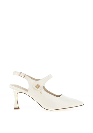 Kate Appleby Parciau Patent Heeled Shoes, Cotton White
