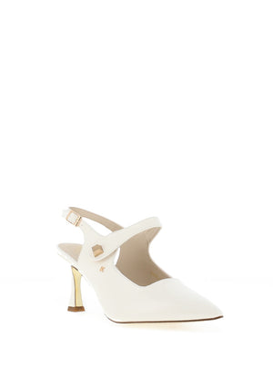 Kate Appleby Parciau Patent Heeled Shoes, Cotton White