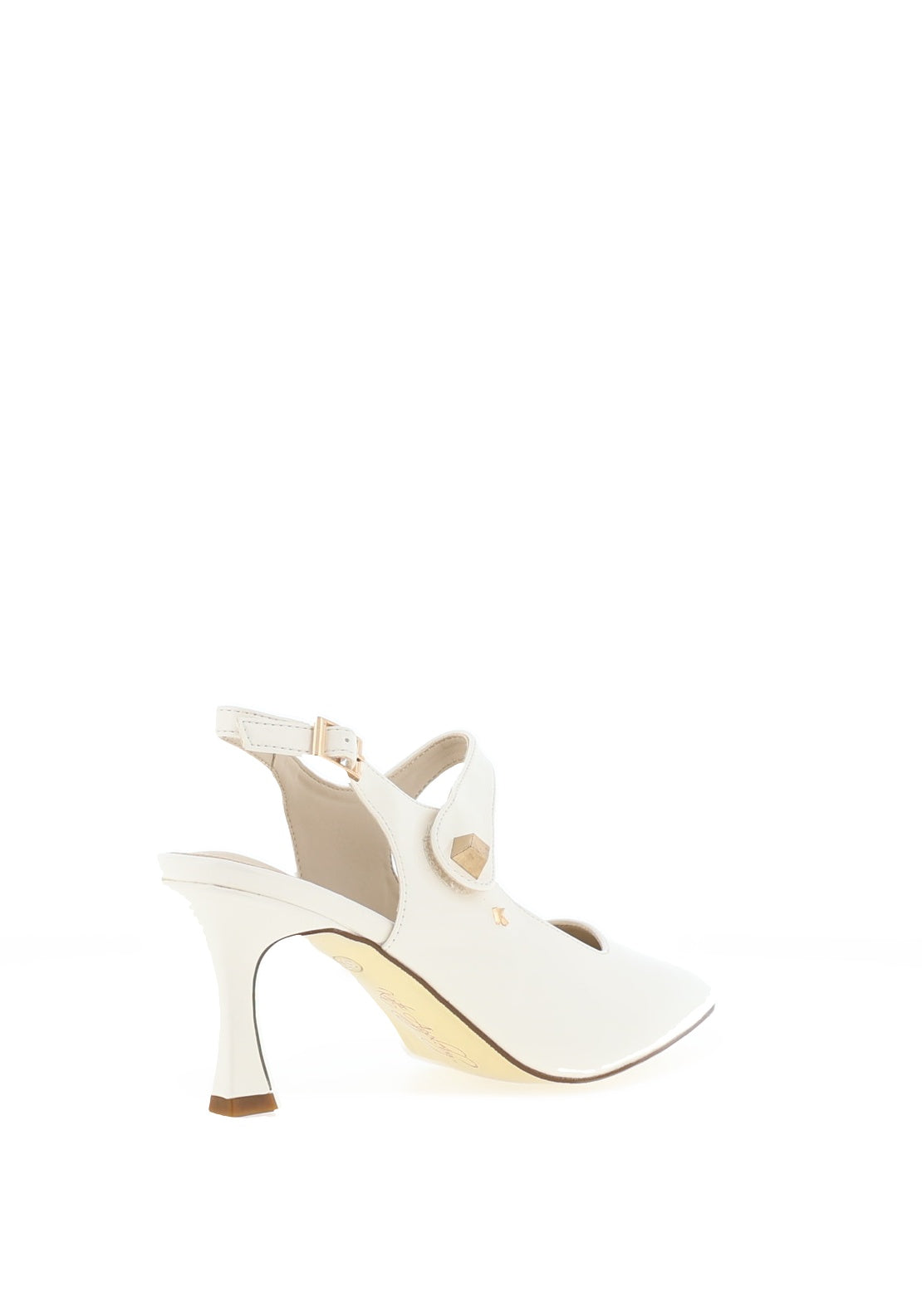 Kate Appleby Parciau Patent Heeled Shoes, Cotton White