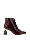 Kate Appleby Caine Patent Geo Heeled Boots, Damson