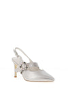 Kate Appleby Cuxham Diamante Buckle Heeled Shoes, Silver Shimmer
