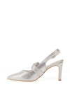Kate Appleby Cuxham Diamante Buckle Heeled Shoes, Silver Shimmer