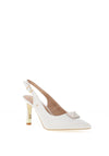 Kate Appleby Ripley Stolford Patent Stud Heeled Shoes, Cotton