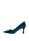 Kate Appleby Tawtan Velvet Embellished Heels, Turquoise