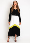 Kate Cooper Contrasting Pleated Maxi Dress, Black & Lime