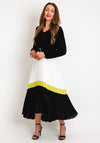 Kate Cooper Contrasting Pleated Maxi Dress, Black & Lime