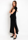 Kate Cooper Peplum Mesh Sash Maxi Dress, Black