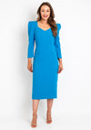 Kate Cooper Puff Shoulder Midi Dress, Blue