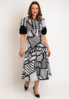 Kate Cooper Cutout Geo Print A-Line Midi Dress, Black & White