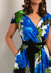 Kate Cooper Floral Print Wrap Midi Dress, Royal Blue