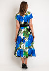 Kate Cooper Floral Print Wrap Midi Dress, Royal Blue