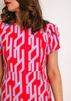 Kate Cooper Round Neck Print Knee Length Dress, Chili