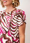Kate Cooper Geometric Print Midi Dress, Pink Multi