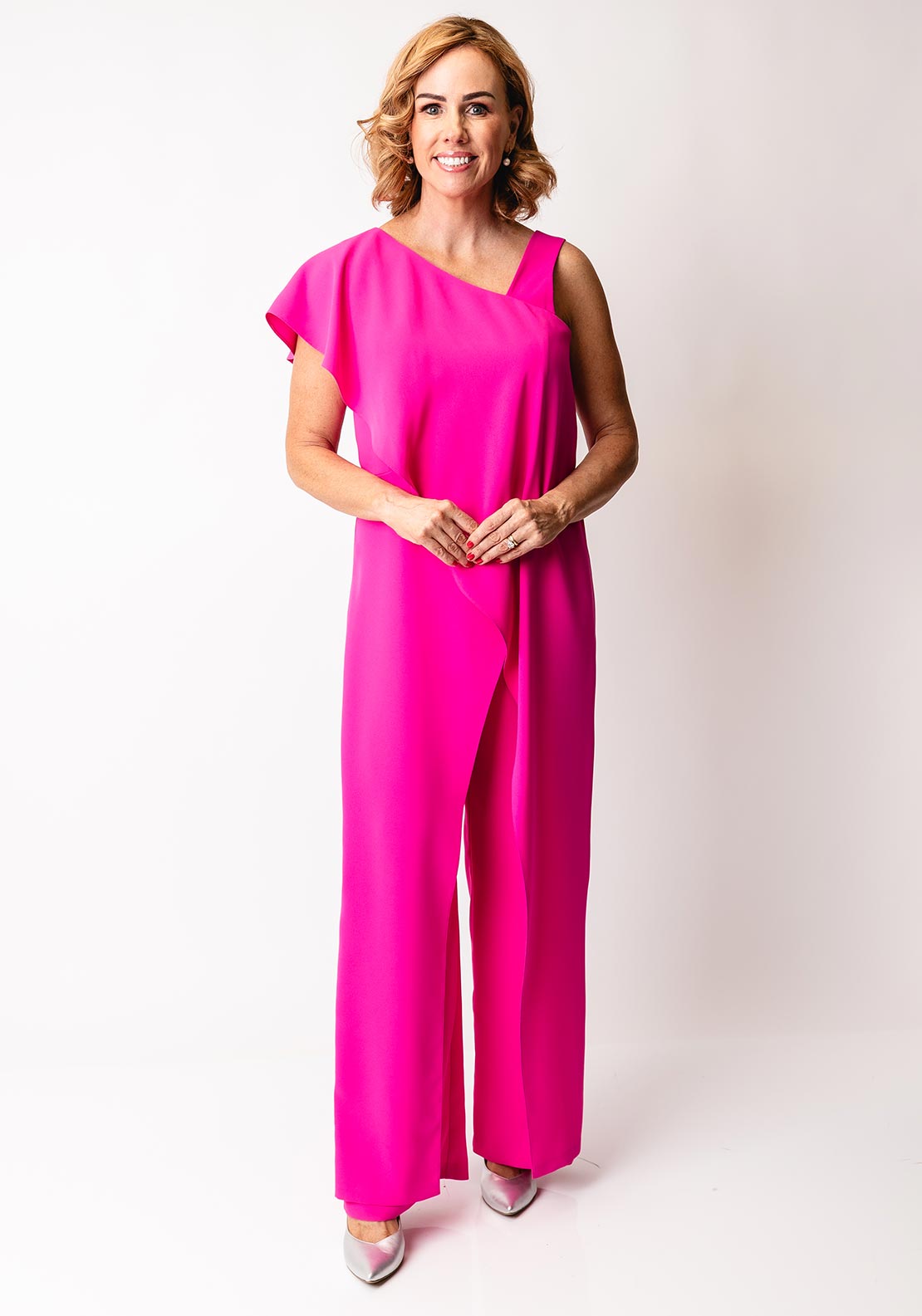 Kate Cooper Draped Wide Leg Jumpsuit, Pink - McElhinneys