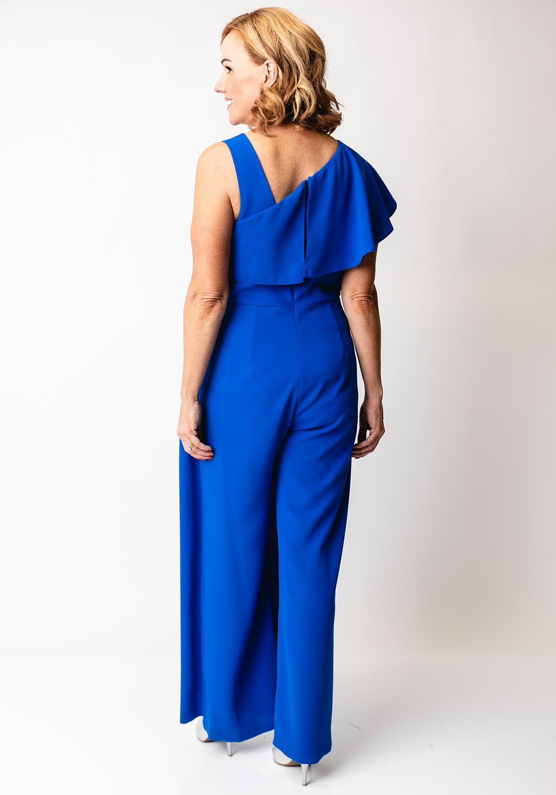 Kate Cooper Draped Wide Leg Jumpsuit, Blue
