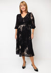 Kate and Pippa Leaf Print Pleated Dress, Black