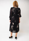 Kate and Pippa Leaf Print Pleated Dress, Black