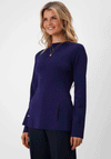 Kate & Pippa Margot Aline Rib Stretch Top, Navy