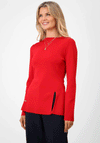 Kate & Pippa Margot Aline Rib Stretch Top, Red