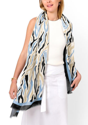 Katie Loxton Abstract Zebra Printed Scarf, Ecru