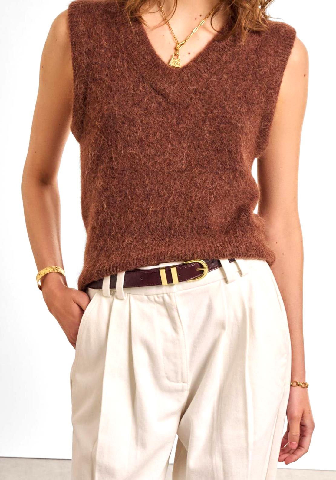 Katie Loxton Crackle Leather Belt, Wine
