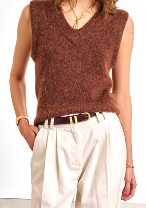 Katie Loxton Crackle Leather Belt, Wine