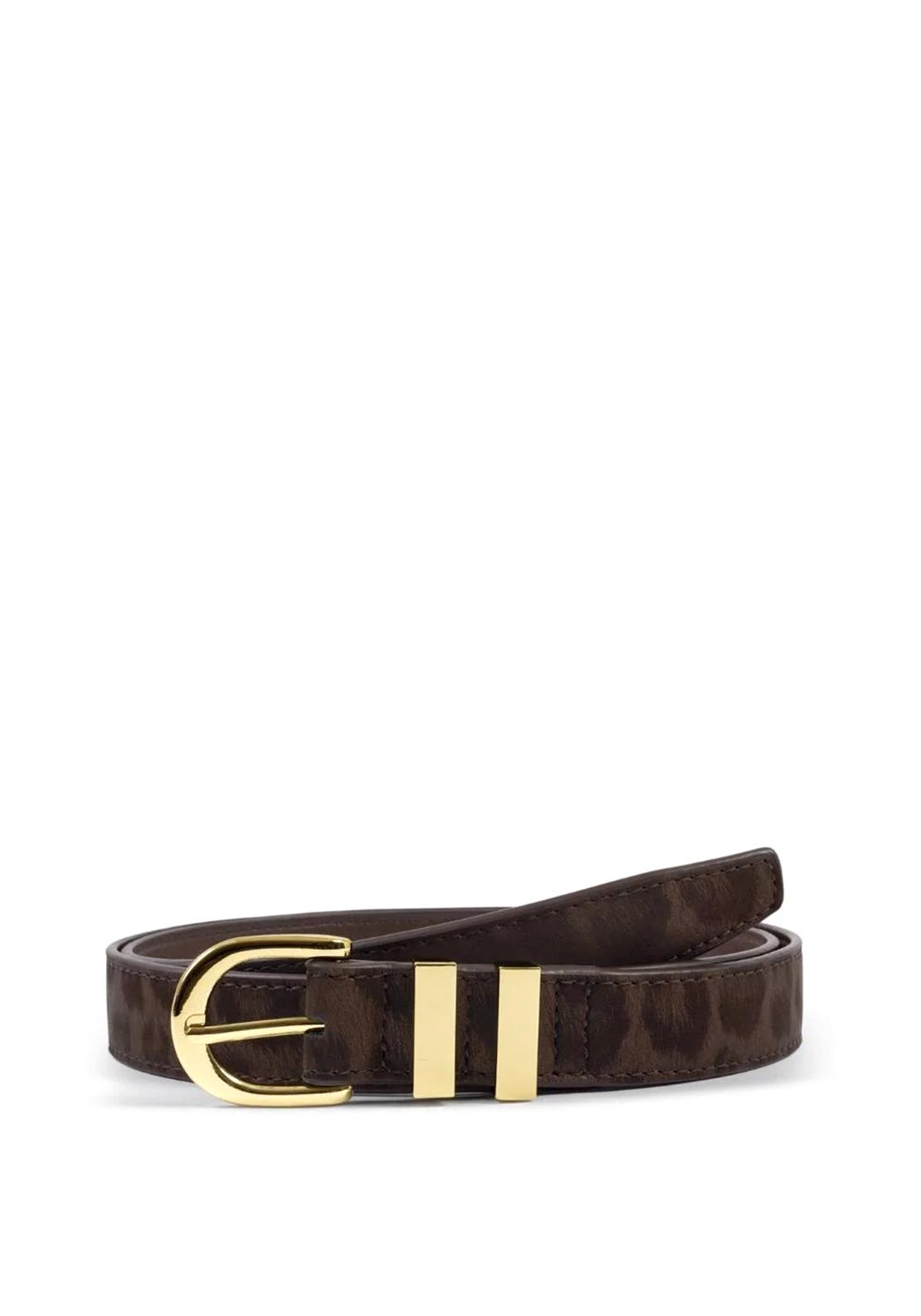 Katie Loxton Leopard Print Buckle Belt, Brown