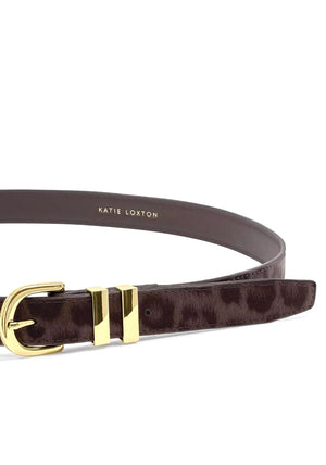 Katie Loxton Leopard Print Buckle Belt, Brown