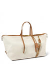 Katie Loxton Capri Canvas Weekend Bag, Off White & Tan