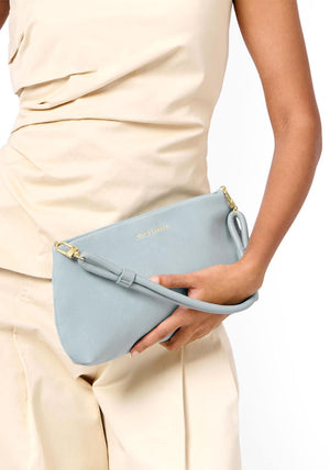 Katie Loxton Asha Suedette Wristlet Clutch Bag, Blue Mist