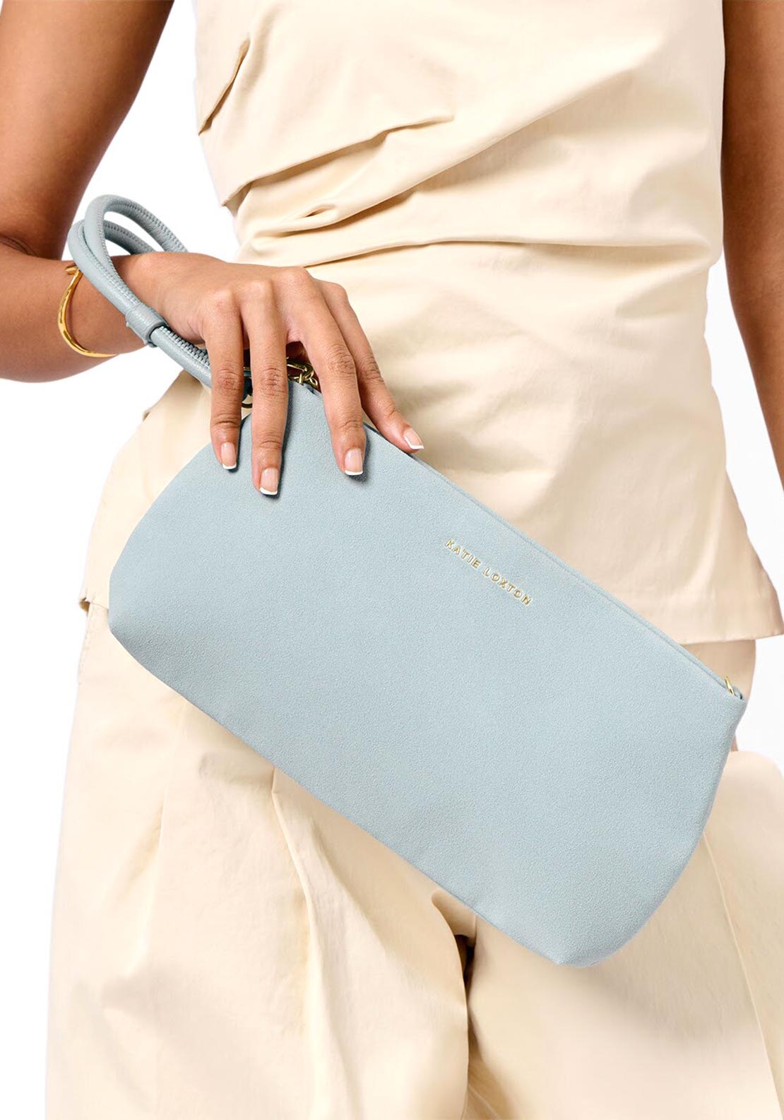 Katie Loxton Asha Suedette Wristlet Clutch Bag, Blue Mist
