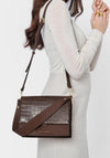 Katie Loxton Large Faux Croc Crossbody Bag, Chocolate