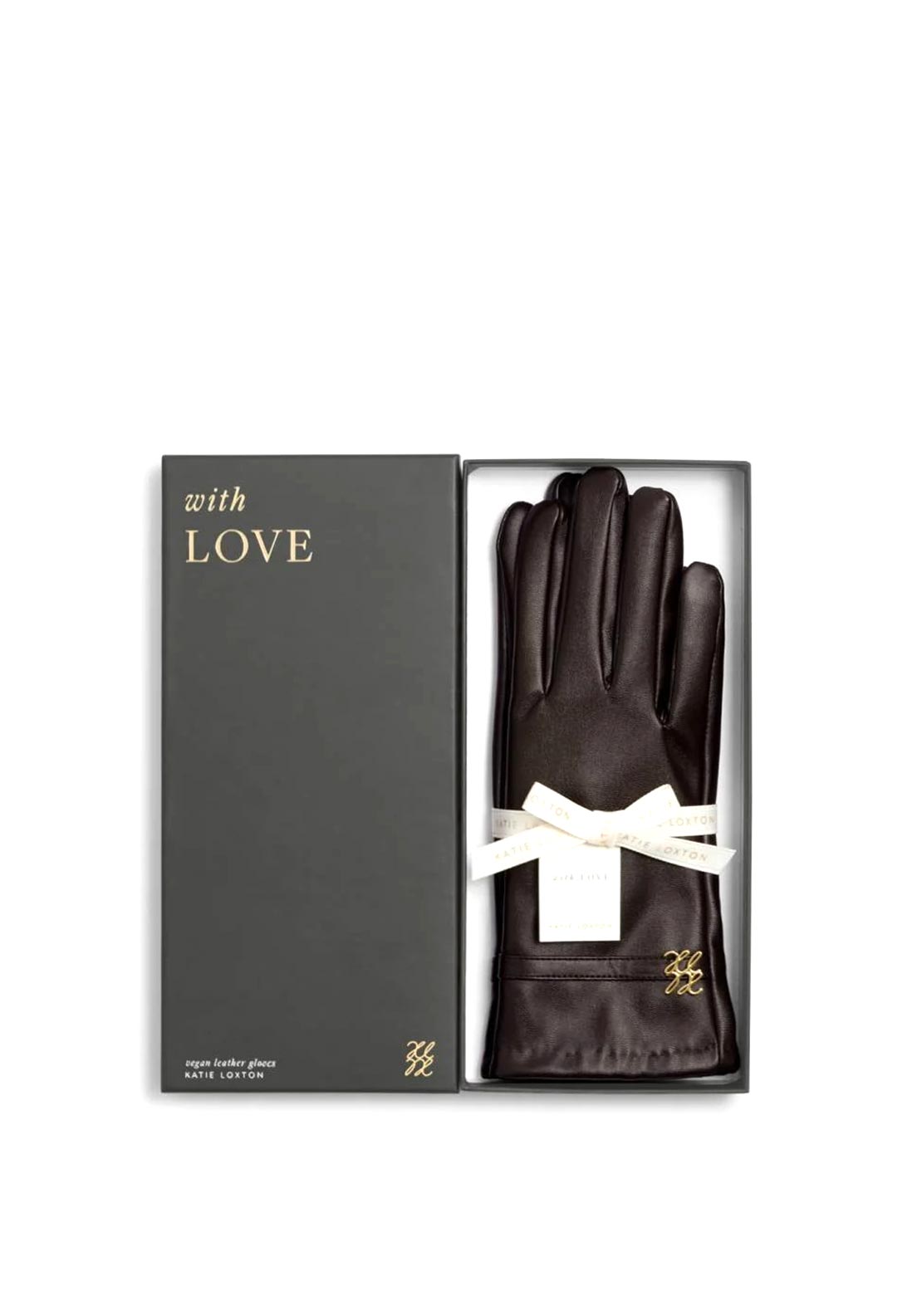 Katie Loxton Faux Leather Gloves with Box, Brown