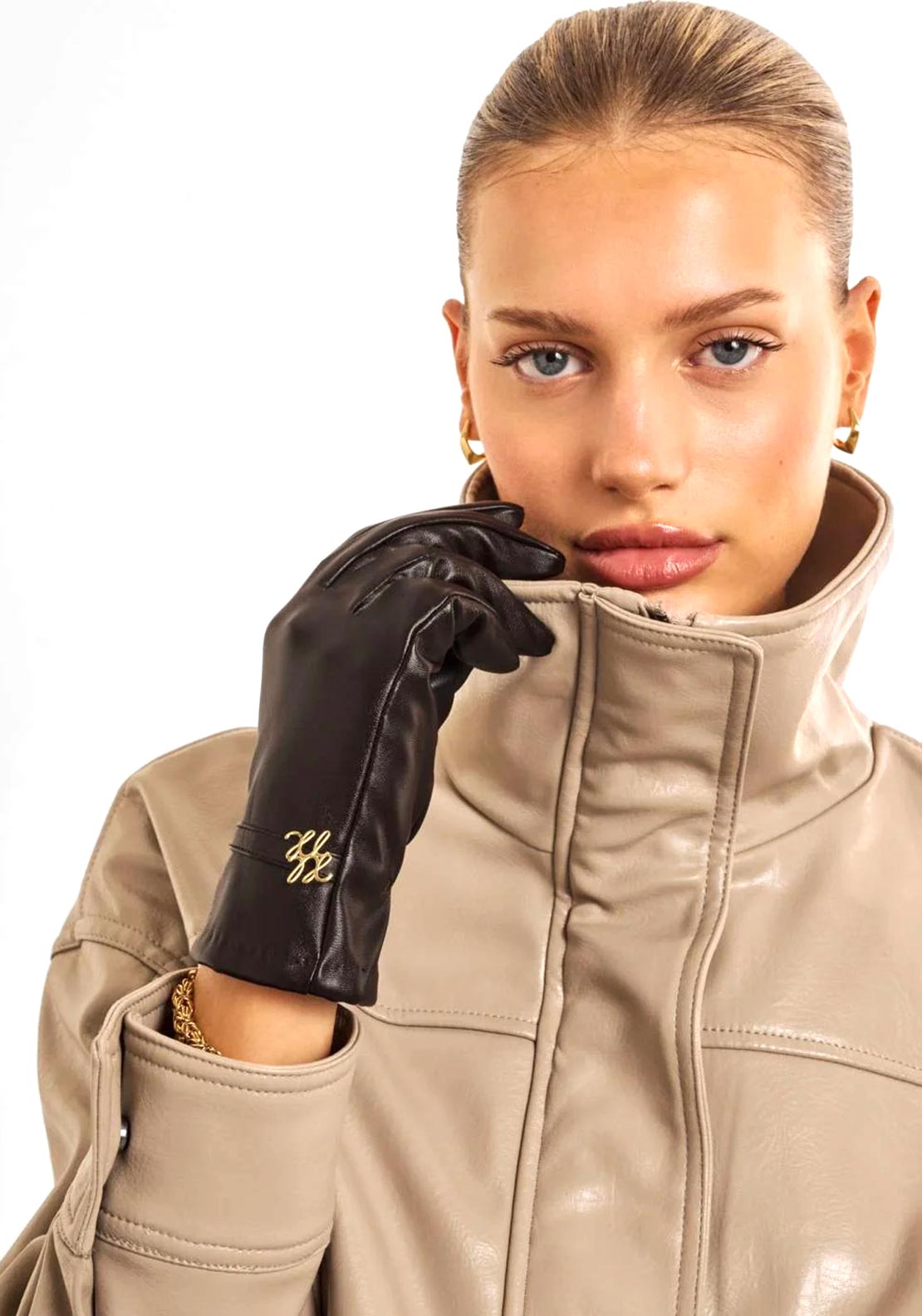 Katie Loxton Faux Leather Gloves with Box, Brown