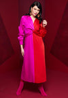 Kate Cooper Two Tone Twist Waist Detail Maxi Dress, Red & Pink