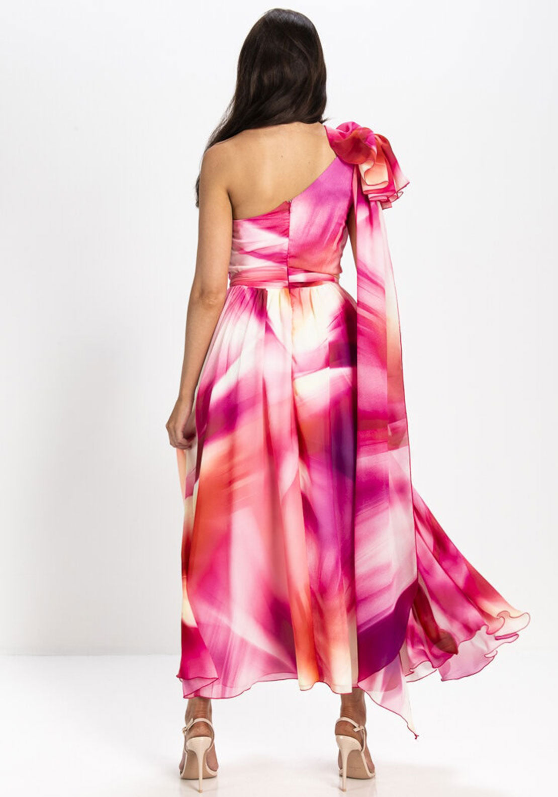 Kevan Jon Ava One Shoulder Drape Panel Dress, Pink