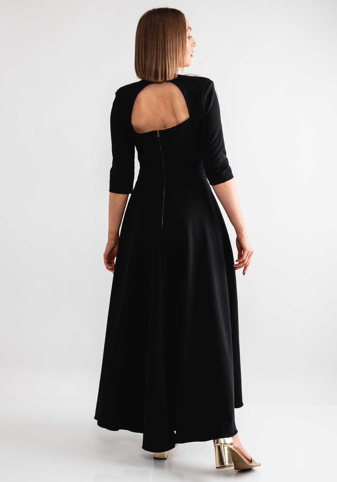 Kevan Jon Betty B Corsage Detail Dress, Black and Ivory - McElhinneys Kevan Jon Betty B Corsage Detail Dress, Black and Ivory - McElhinneys