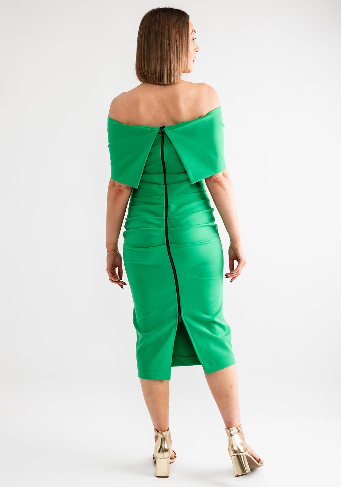green emerald velvet dress Emerald Velvet Midi Dress main image 1