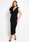 Kevan Jon Bobbie Ruffle Ruched Pencil Dress, Black