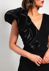 Kevan Jon Bobbie Ruffle Ruched Pencil Dress, Black