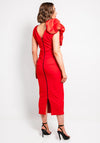 Kevan Jon Bobbie Ruffle Ruched Pencil Dress, Red